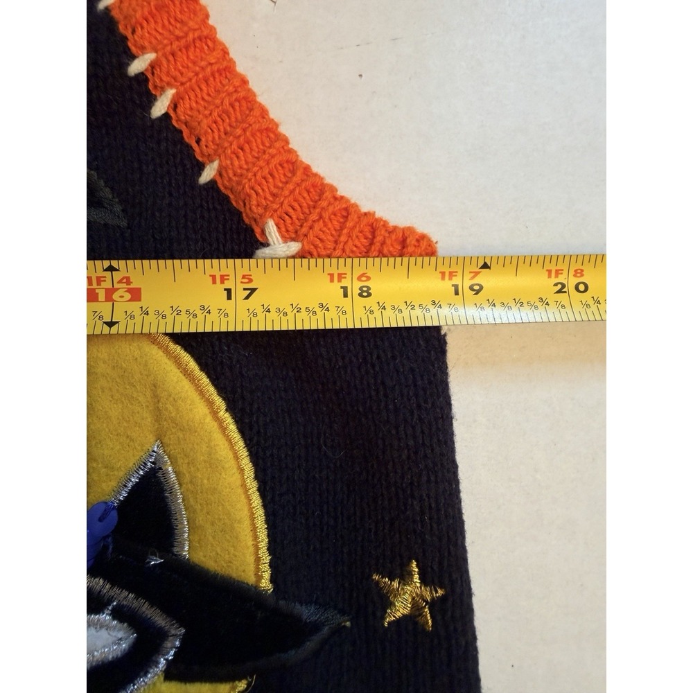 VTG Holiday Editions Size Small Halloween Sweater Vest Black Cat Sequins Knit - Picture 9 of 10